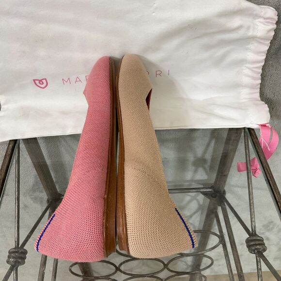 Rothy’s Marta Ferri Women’s Beige Pink Square Toe Flat Size 8.5 US - Picture 6 of 10